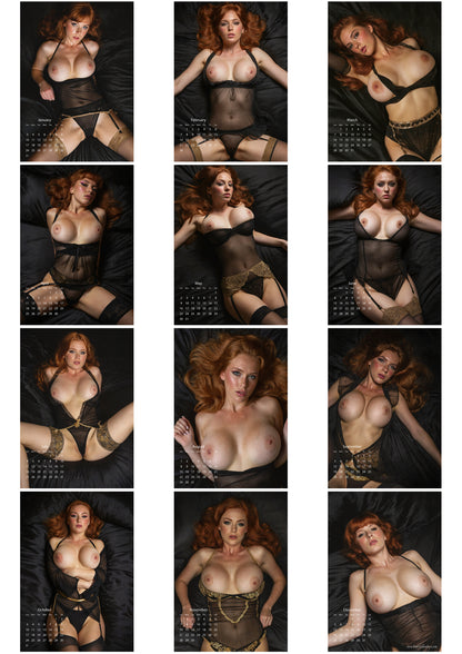 2027 Redhead in Lingerie Topless Calendar – Fire and Lace